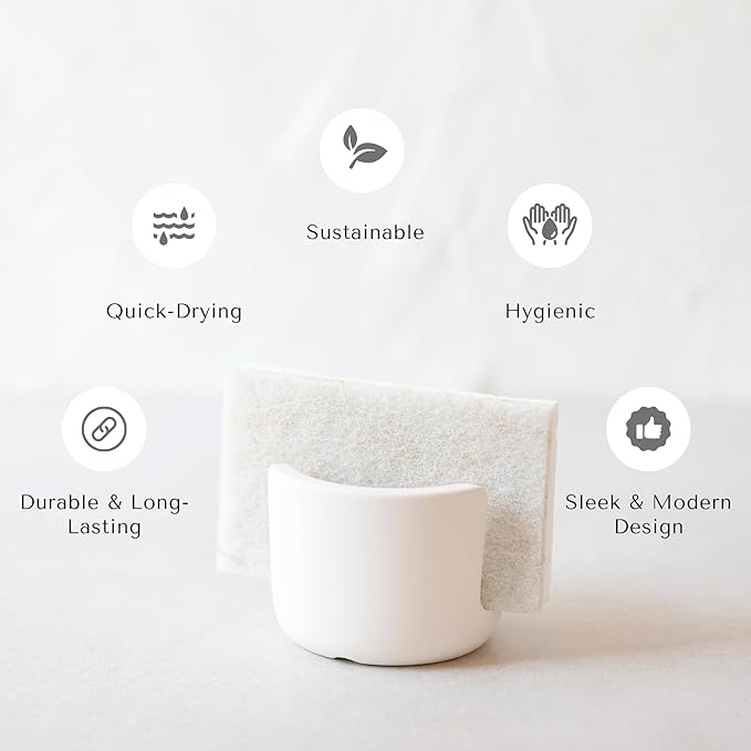 Selegna Diatomite Stone Sponge Caddy – Quick Drying Diatomaceous Earth Sink - Image 6