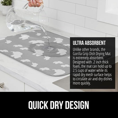 GORILLA GRIP Ultra Water Absorbent Microfiber Dish Drying Mat, Quick Dry Thick - Image 3