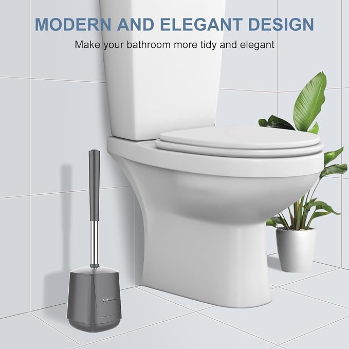SetSail Toilet Brush and Holder 3 Pack, Self Closing Lid Toilet Bowl Brushes - Image 7