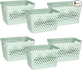 Glad Plastic Storage Basket Set, Value Pack of 6 | Open Storage Bins for Shelves, Bathroom, Pantry, Closet | Nesting Organizer Boxes with Handles, 4 Gallon, Sage