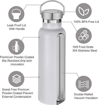 Neihepal 20 oz Insulated Water Bottles Bulk 2 Pack, Stainless Steel Double Wall - Image 3