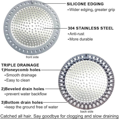2PCS Shower Drain Hair Catcher, Shower Drain Strainer, Stainless Steel - Image 3
