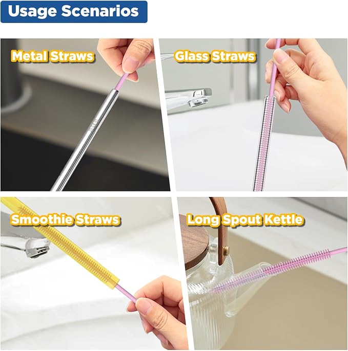 YOTIME Silicone Straw Cleaner Brush, Non-slip Handle Soft and Bendable - Image 6