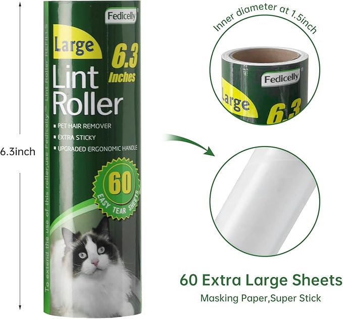 Fedicelly Large Lint Rollers Pet Hair Extra Sticky Floor, Cat Dog Hair Remover - Image 5
