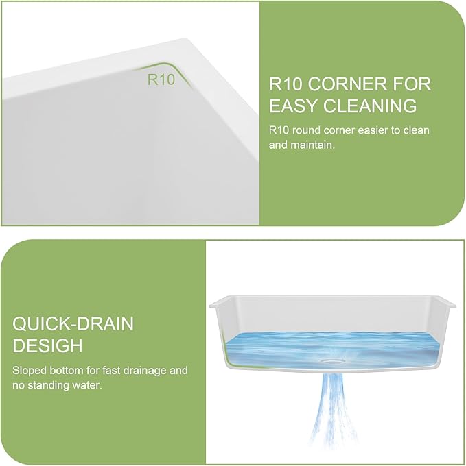 33 Granite Composite Kitchen Sink - Donsdey 33×19 Inch Undermount Kitchen Sink White Granite Quartz Composite Under Counter Single Bowl Sink Basin