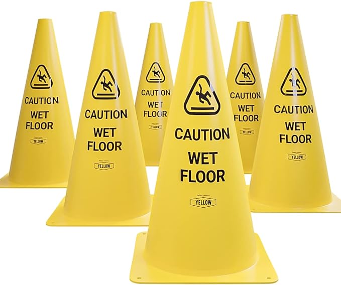 Yellow Safety® Commercial 19 Inch "Caution Wet Floor" Sign Cone, 6 ct. by YellowSafety