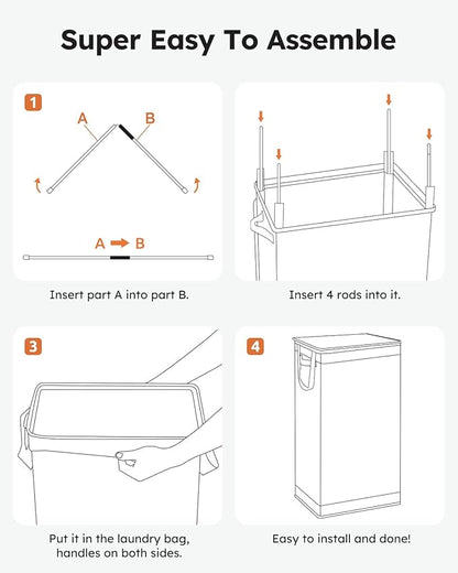 SOLEDI Slim Laundry Hamper with Lid, Narrow Laundry Basket with Removable Bags, Dirty Clothes Hamper with handle, Small Hamper perfect for Laundry room, Bathroom, Bedroom, Small spaces. 70L Grey