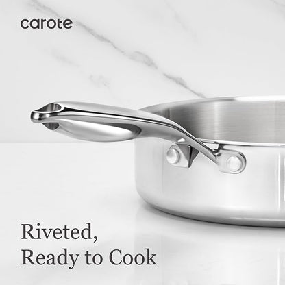 CAROTE 21pcs Tri-Ply Stainless Steel Cookware Set, Pots and Pans Set, Non Toxic - Image 6