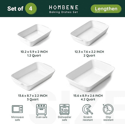 HOMBENE Baking Dish Set for 4, Ceramic Bakeware Sets - Image 2