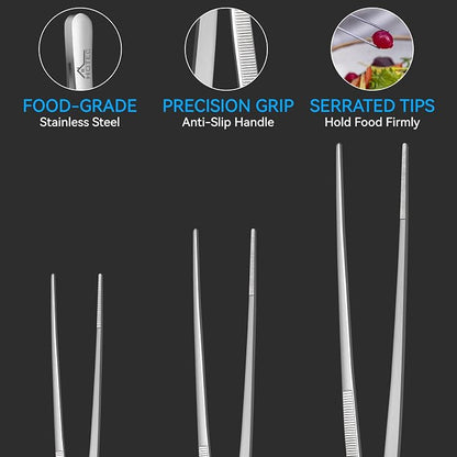 HOTEC Kitchen Tweezers Tongs Stainless Steel Professional Chef Tweezers - Image 6