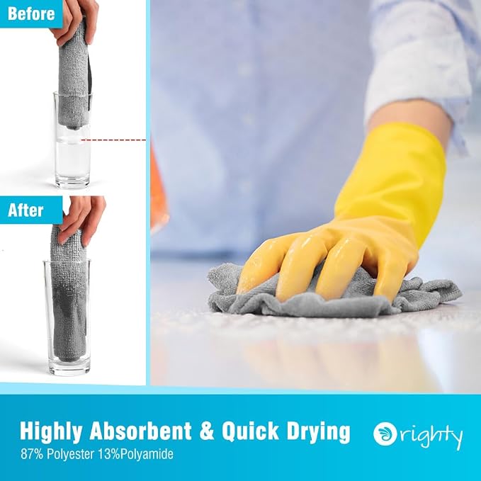 Orighty Grey Microfiber Cleaning Cloth, 50 Pack Highly Absorbent Cleaning - Image 3