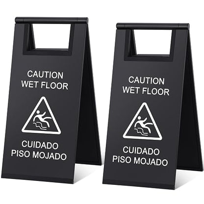 Kigley 2 Pcs Wet Floor Sign, 17 Inch Stainless Steel Caution Wet Floor Sign by Kigley