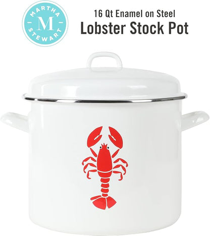 Martha Stewart 16-Quart Enamel on Steel Scratch-Resistant Lobster Stock Pot – - Image 2
