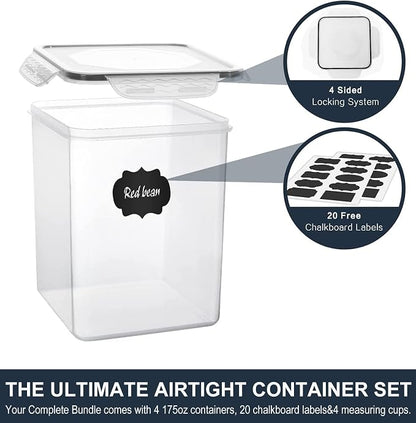 Large Food Storage Containers 5.2L, MCIRCO 4 Pieces Plastic Airtight Food - Image 2