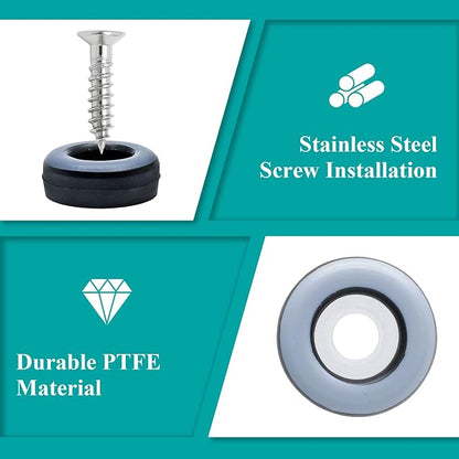 24pcs 3/4" Screw on Furniture Sliders, Teflon Chair Leg Slides, Round Furniture - Image 3