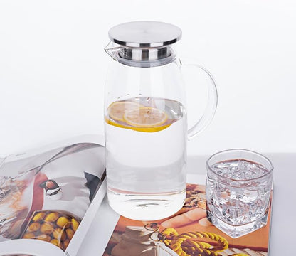 60 Ounces Glass Pitcher with Lid, Hot/Cold Water Jug, Juice and Iced Tea - Image 2