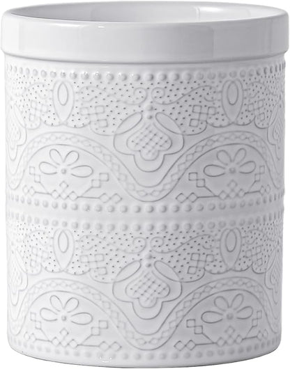 FUN ELEMENTS Kitchen Utensil Holder, 7.2" Super Large Utensil Crock Heavy and by IntoYourHouseOntoYourTable
