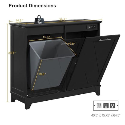 Double Tilt Out Trash Can Cabinet, 10 * 2 Gallon Garbage Trash Bin - Image 2