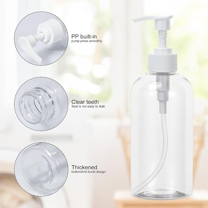 Yebeauty Plastic Pump Bottle, 3 Pack 13.5oz/400ml Stylish Shampoo Bottles - Image 3