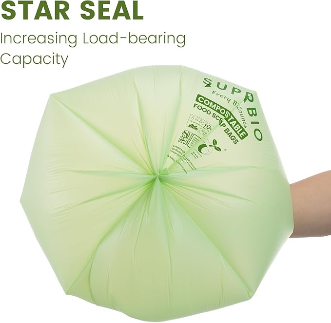 SUPERBIO 2.6 Gallon Compostable Food Waste Bags, 1 Pack, Flat Top Food Scrap - Image 4