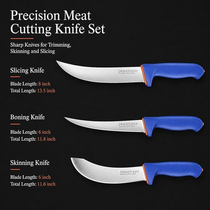 DRAGON RIOT 3 Pcs Butcher Knife Set, Stainless Steel Boning & Carving Knives - Image 6