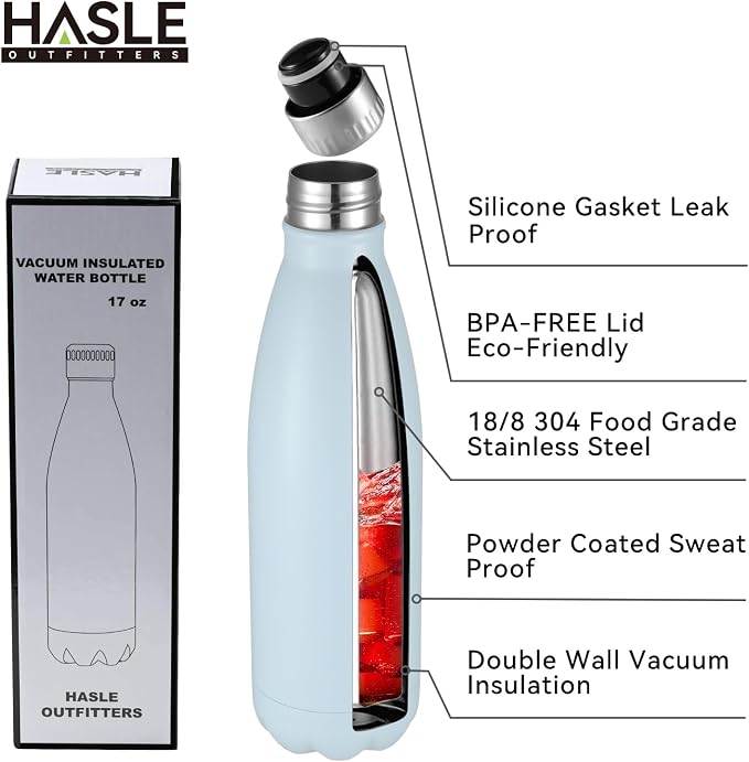 HASLE OUTFITTERS 17oz Stainless Steel Water Bottles Bulk, Vacuum Insulated - Image 2