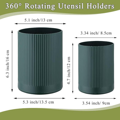 HOMQUEN 360° Rotating Utensil Holder, 6.3''+4.7'' Plastic Kitchen Utensil Holder - Image 2