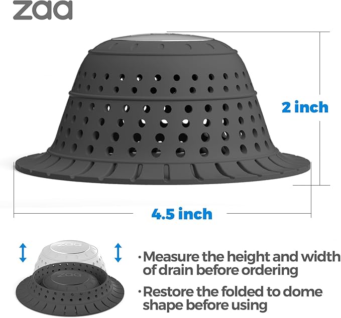 zaa Bathtub Drain Hair Catcher, 2 Pack Silicone Collapsible Bathtub Drain Cover - Image 5