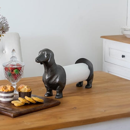 Vintage Dachshund Dog Paper Towel Holder Black Wiener Dog Tissue Towel Display - Image 2