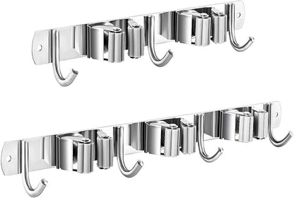 2 Pcs Mop Broom Holder Wall Mounted, Dustpan Holders, Stainless Steel Mop by Nuulyycyi