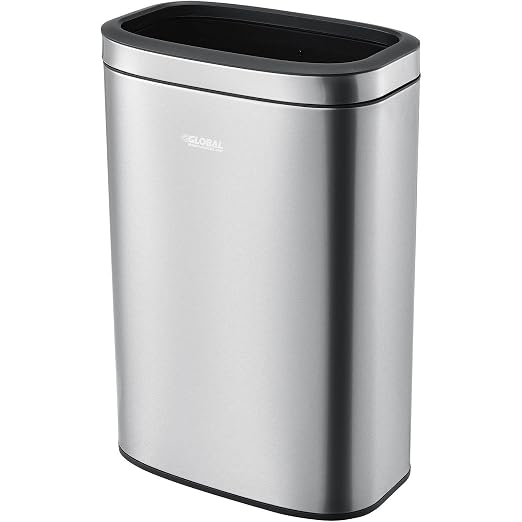 Global Industrial 10-1/2 Gallon Stainless Steel Slim Open Top Receptacle - Image 3