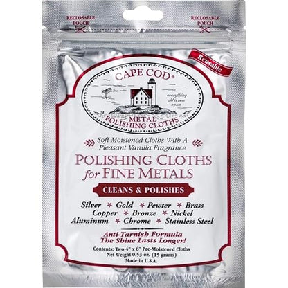Cape Cod Polishing Cloths for Fine Metals | Jewelry Cleaner and Tarnish Remover by CAPECOD