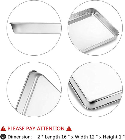 Baking Sheets Set of 2, Bastwe 16 inch Cookie Sheets & Stainless Steel Baking - Image 3