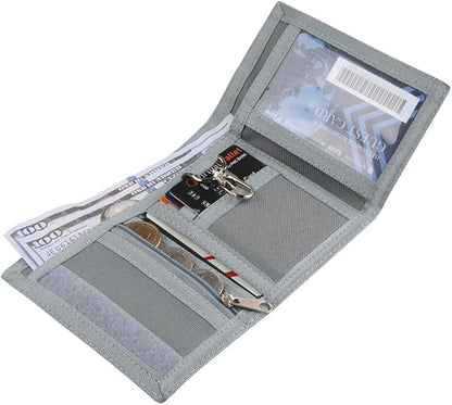 NEICY RFID Blocking Canvas Wallet for Men and Women - Camo Trifold Outdoor Sports Wallets with Magic Sticker for Teen Kids (Chequer)