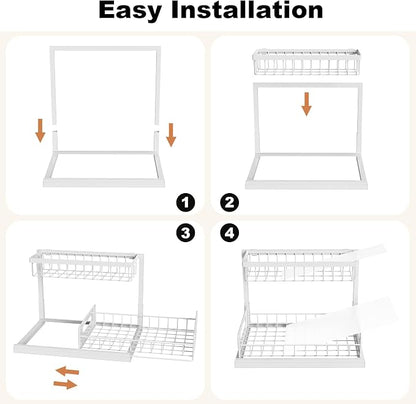 REALINN Under Sink Organizer, Pull Out Cabinet Organizer, 2 Tier Metal Slide - Image 7