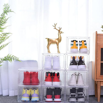 8 Pack Shoe Boxes Clear Plastic Stackable, Drop Front Shoe Storage Organizer - Image 5