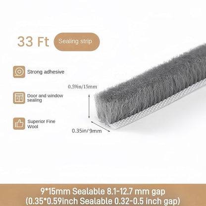 33 Ft Self-Adhesive Weather Stripping Door Seal Strip - Image 3