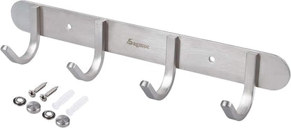 Coat Hook Rack Brushed Nickel 10.6-Inch Coat&Towel Hook Rail Wall Mounted - Image 3