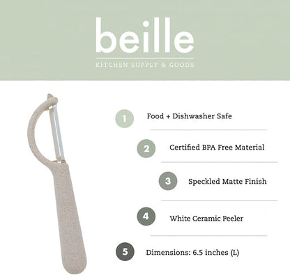 Beille Ceramic Blade Wheat Straw Vegetable Peeler Kitchen Gadgets, 6.5 Inch - Image 2