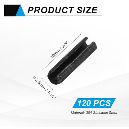 MECCANIXITY 120Pcs Slotted Split Roll Pins 1/10 Inch Dia. 2/5 Inch Length Steel - Image 2