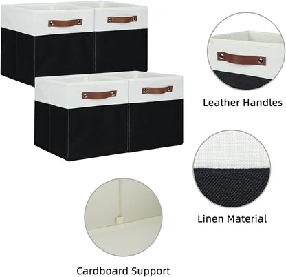 HNZIGE Cubes Storage Bins Set of 4, 11 x 11 Fabric Storage Cube Baskets - Image 3