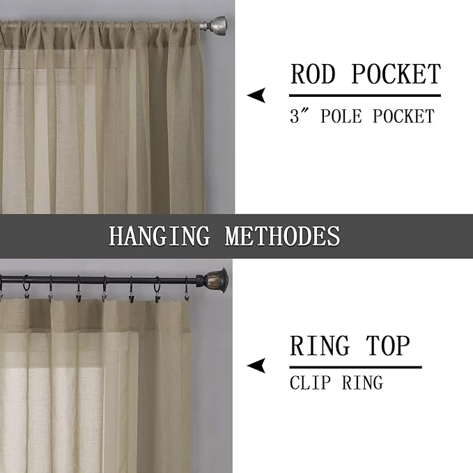 Tollpiz Short Sheer Curtain Linen Textured Living Room Curtains Sheer Light - Image 5