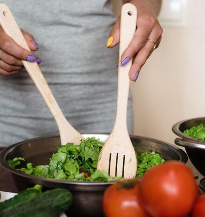 ECOSALL Healthy Wooden Spoons For Cooking Set of 6. Safe and Reliable Cooking - Image 9