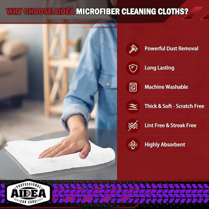 AIDEA Microfiber Cleaning Cloth White 150PK, Microfiber Towels - Image 3