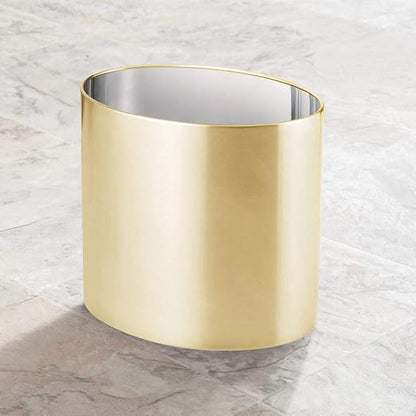 mDesign Stainless Steel Metal Oval Trash Can, 7.9 Liter/2.09 Gallon Wastebasket - Image 4