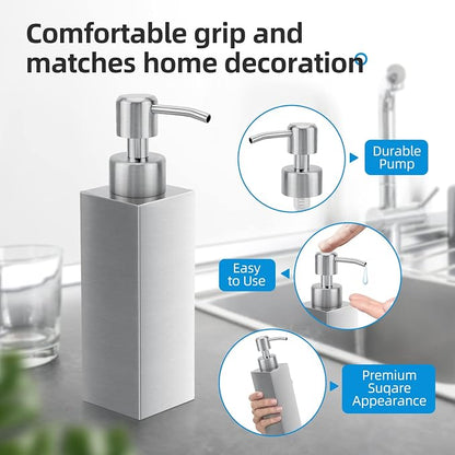 Soap Dispenser with Rust Proof Stainless Steel Pump Refillable - Image 3
