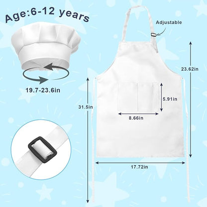 Kids Apron and Chef Hat Set, 40 Pieces Boys Girls Kids Apron - Image 2