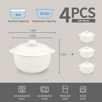 4-Pack Ceramic Mini Cocotte Set, 10 Oz Stoneware Casserole Dishes - Image 3