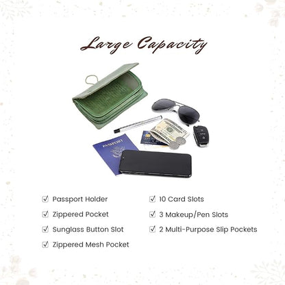 Genuine Leather Nomad Organizer Travel Wallet | Women's Wallet Clutch Passport Holder