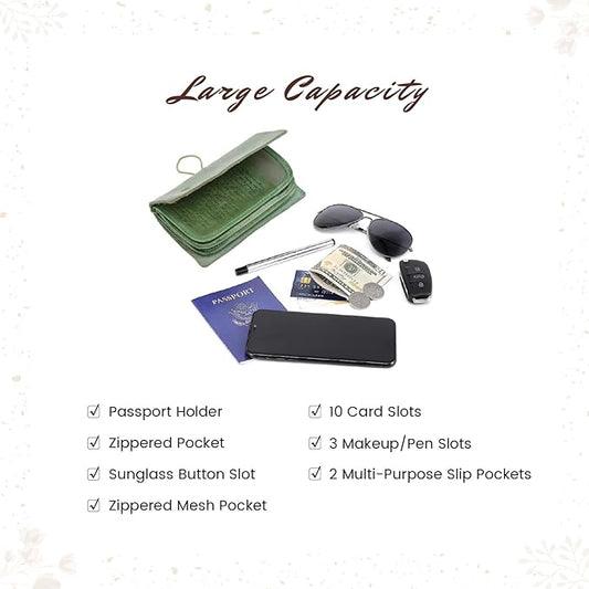 Genuine Leather Nomad Organizer Travel Wallet | Women's Wallet Clutch Passport Holder